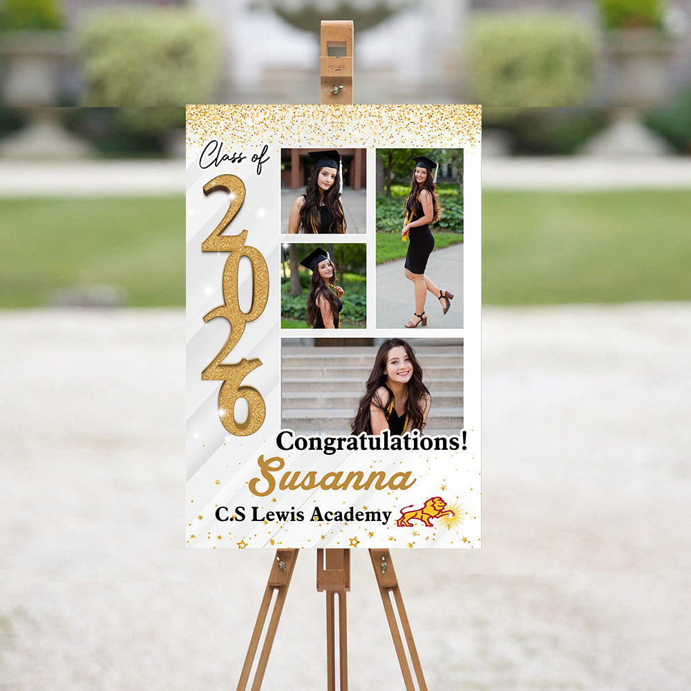 Custom Graduation Party Welcome Sign - Class Of 2024 - Custom Photo Grad Party Sign - Personalized Graduation Decoration