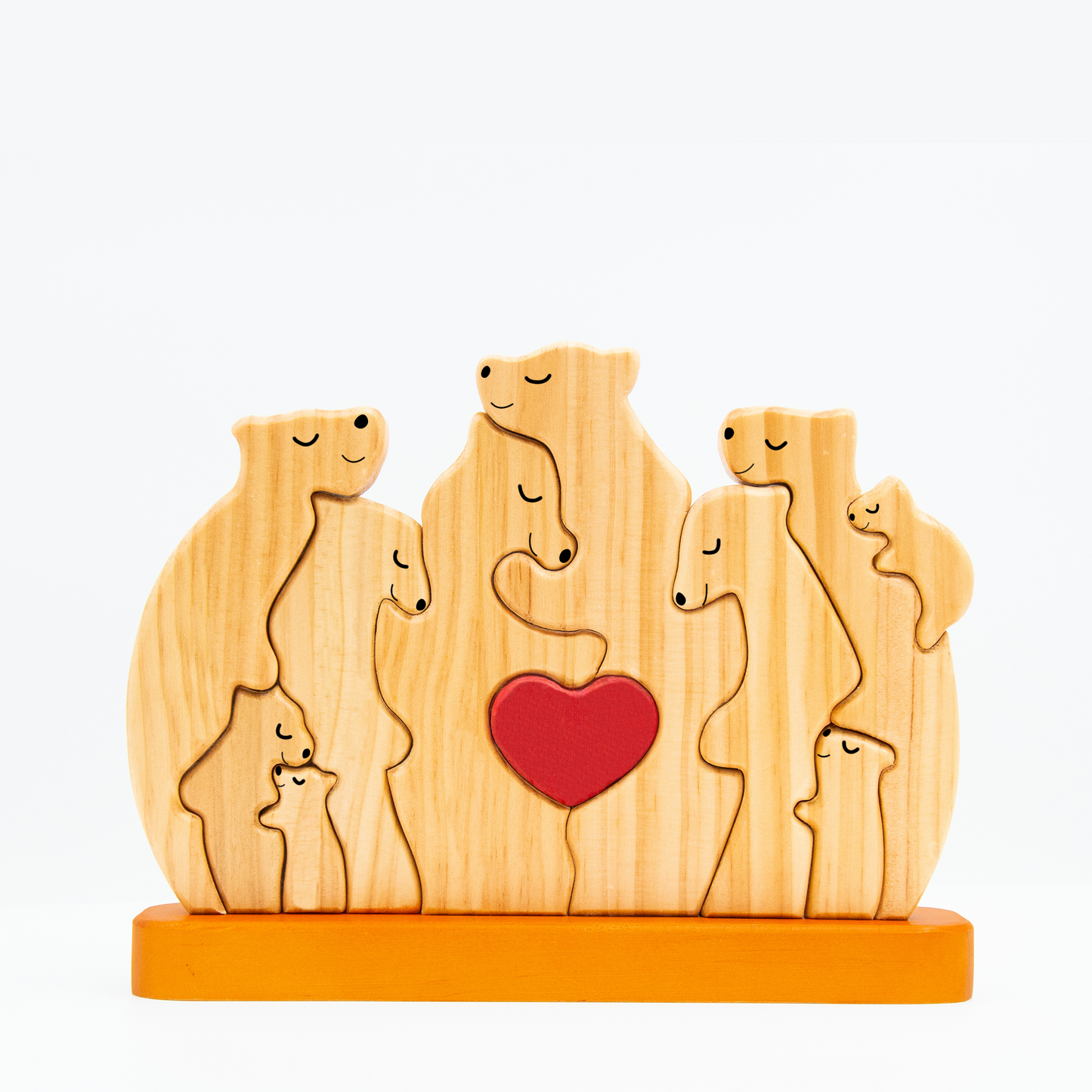 Personalisierte Holzbärenfamilie Ver 3 - Puzzle Holzbärenfamilie - Holzschnitzereien für Haustiere