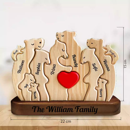 Personalisierte Holzbärenfamilie - Puzzle Holzbärenfamilie - Holzschnitzereien für Haustiere - Geschenk zum Muttertag