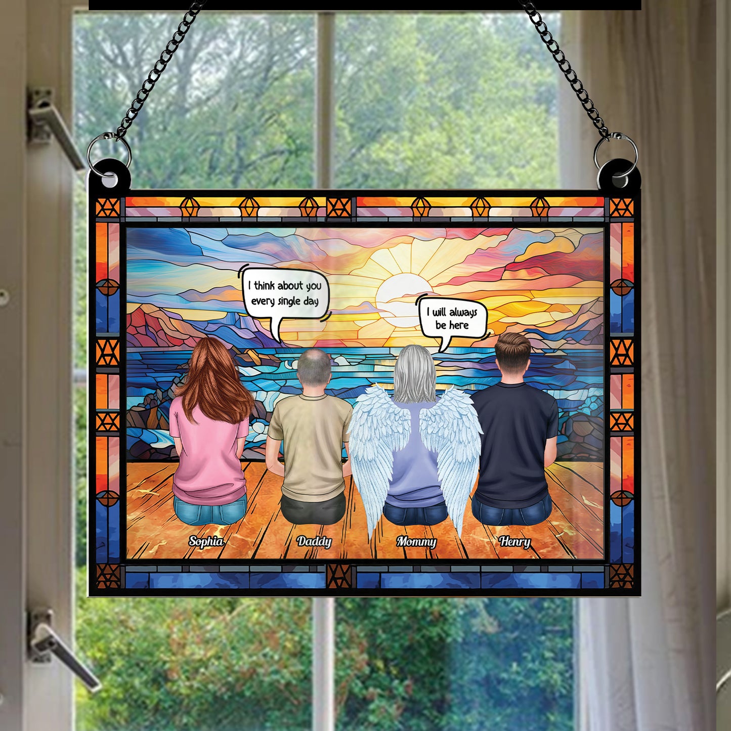 Our Family Hanging Acrylic - Hanging Door Acrylic - Personalized Custom Shape Window Hanging Acrylic