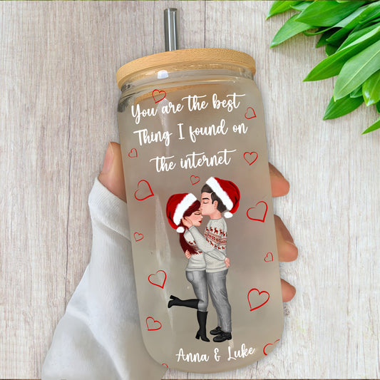 You Are The Best Thing I Found On The Interne Glass Bottle/Frosted Bottle With Lid & Straw, Pet Lover Gift - Personalized Glass Bottle