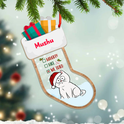 Auf der Liste der Unartigen bereue ich nichts – Weihnachtsgeschenk für Katzenliebhaber – personalisiertes 2-lagiges Mix-Ornament 