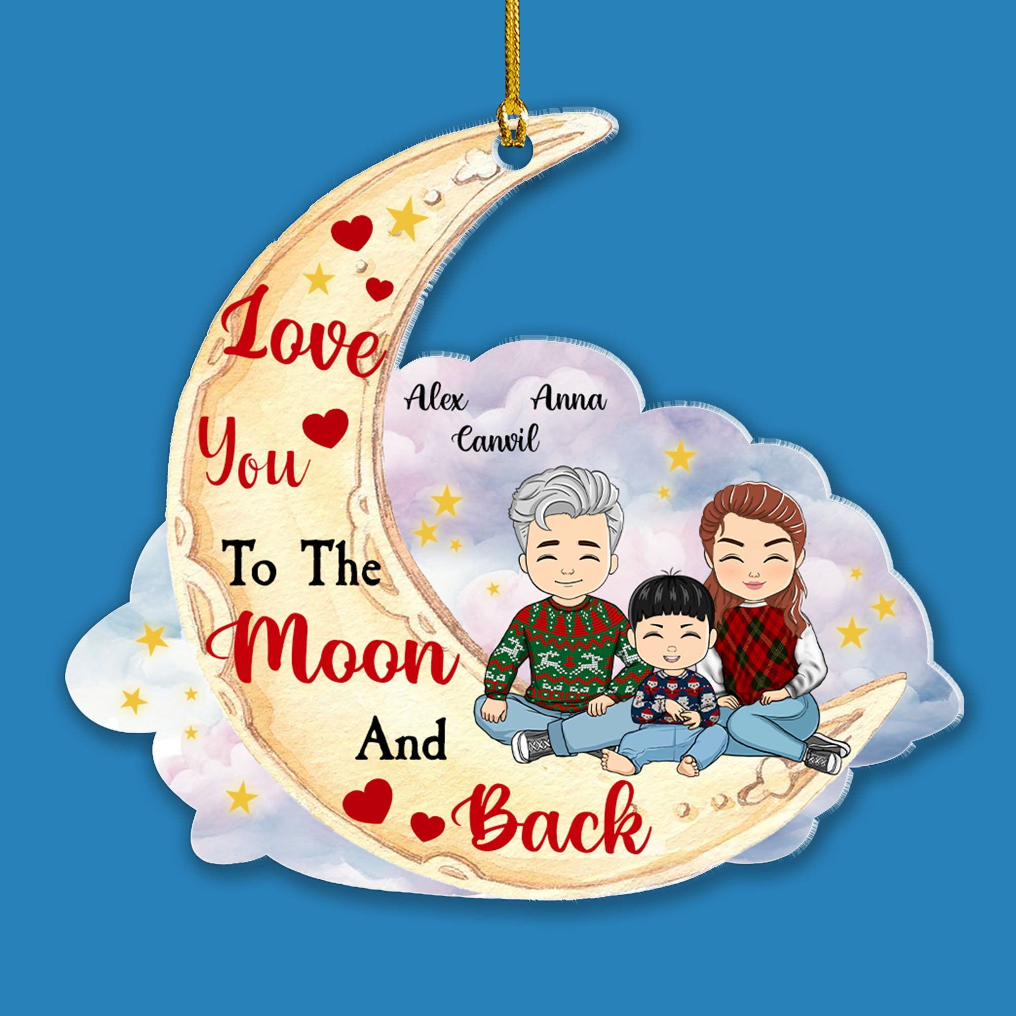 Love You To The Moon And Back - Personalized Custom Shape Acrylic Ornament