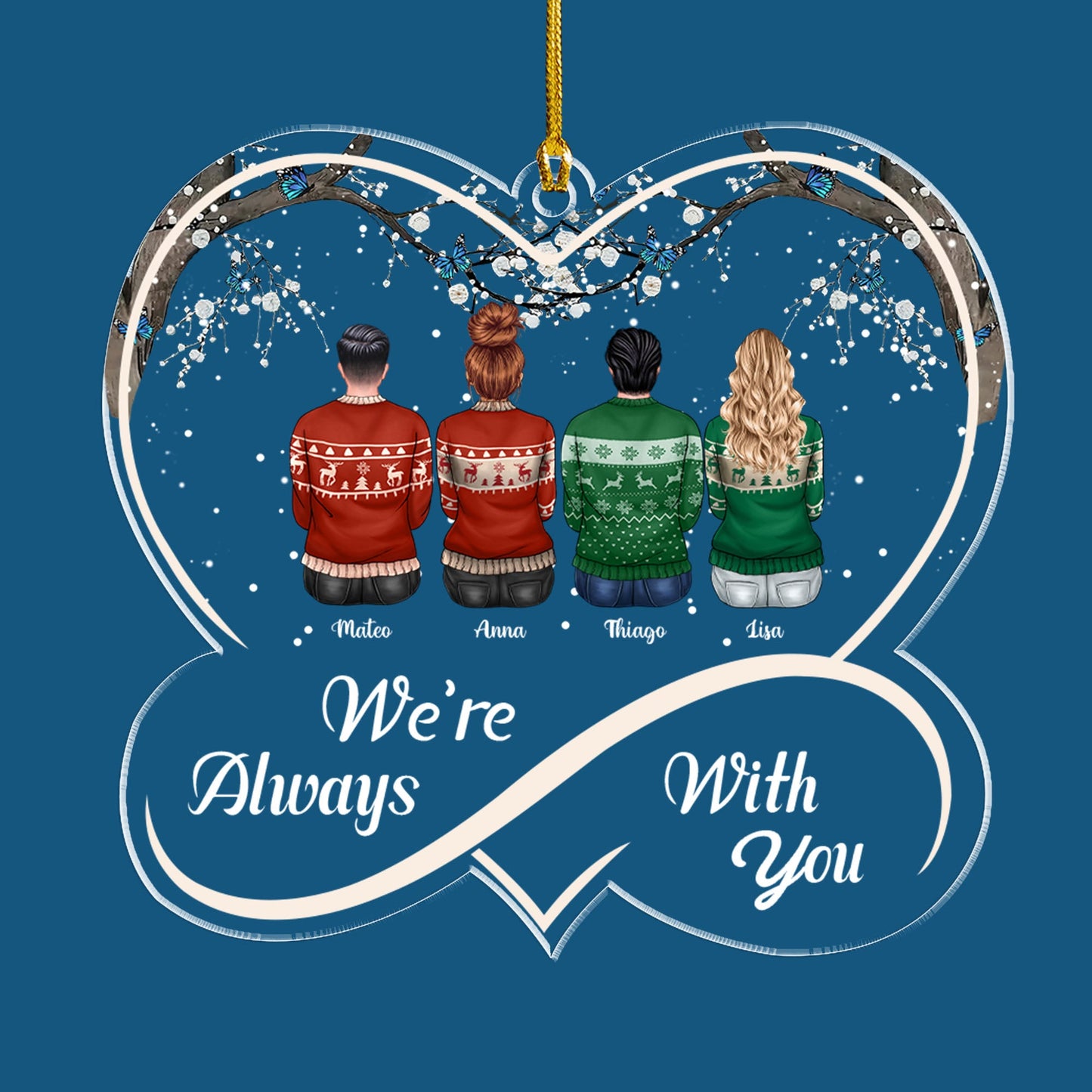 We're Always With You - Memorial Gift, Gift For Family - Personalized Custom Shape Acrylic Ornament