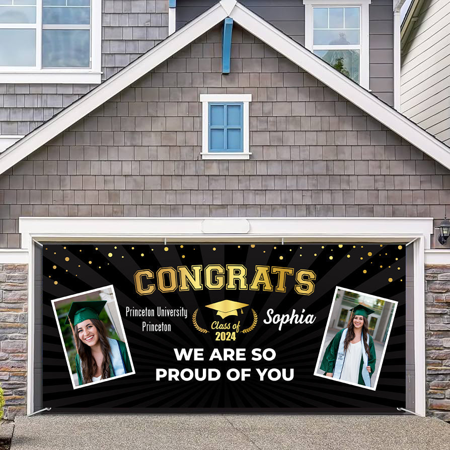 We Are So Proud Of You - Graduation Garage Door Decorations, Single Garage, Garage Door Banner Covers - Garage Door Banner Decorations