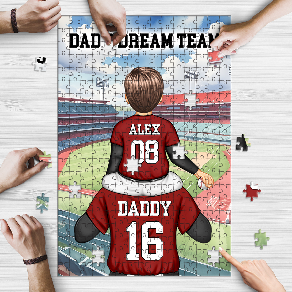 Dad Dream Team Personalisiertes Puzzle Machen Sie ein Puzzle mit Fotos - Puzzle Bilderpuzzle - Familiengeschenk