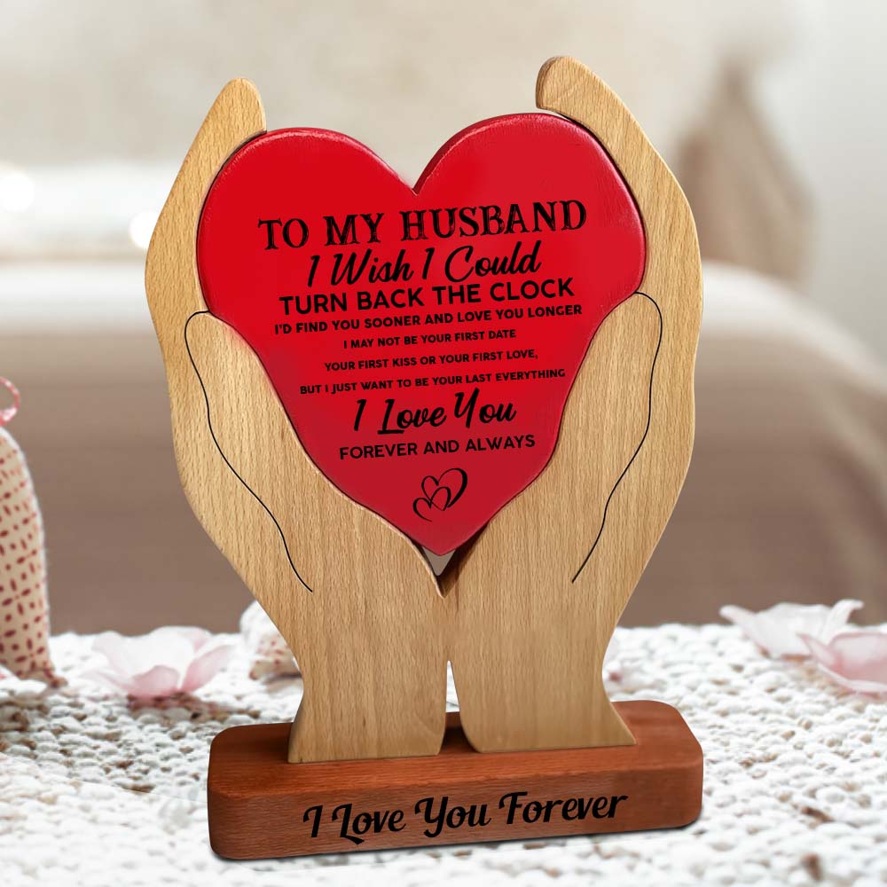 To My Husband Personalized Wooden Couple - Puzzle Wooden Family - Wooden Carvings