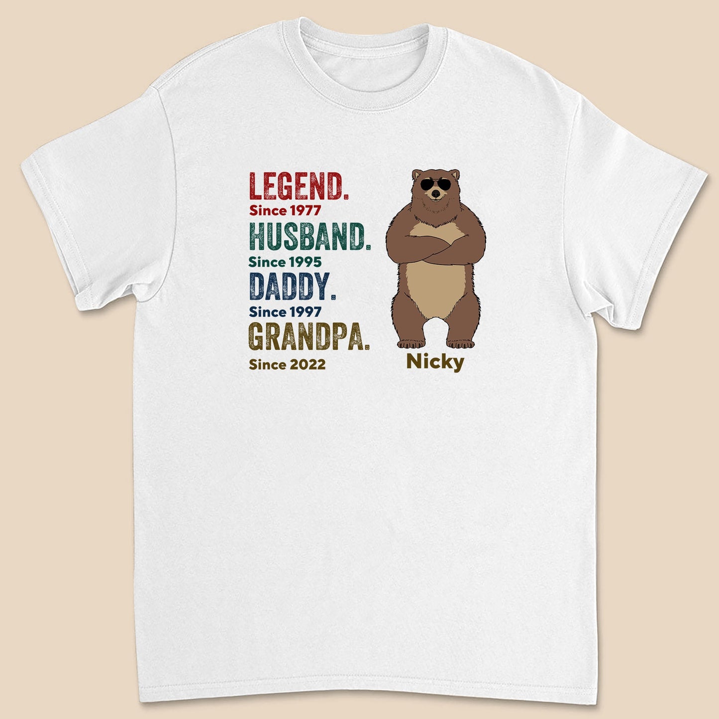 Legendärer Ehemann Papa Bär Shirt - Geschenke für Ihn - Personalisiertes T-Shirt