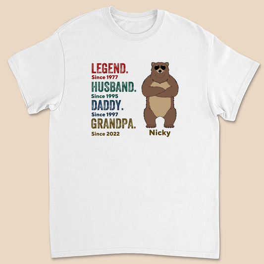 Legend Husband Daddy Bear Shirt - Gifts For Him - Personalized Custom T-shirt