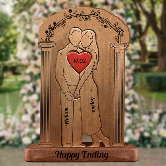 DIY leeres Happy Ending Ehepaar aus Holz - Nicht benutzerdefiniertes Puzzle Holzfamilie