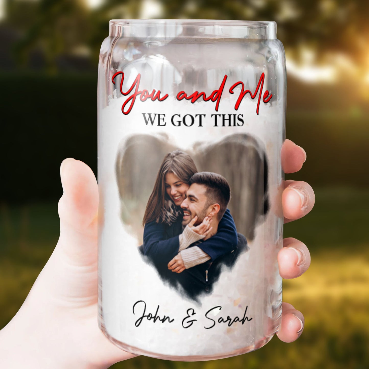 You and Me We Got This Glass Bottle/Frosted Bottle With Lid & Straw - Personalized Glass Bottle