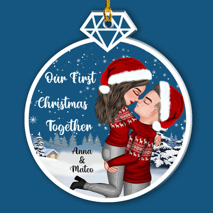 Our First Christmas Together Christmas Custom Gifts For Husband And Wife Uniform - Personalized Custom Shape Acrylic Ornament