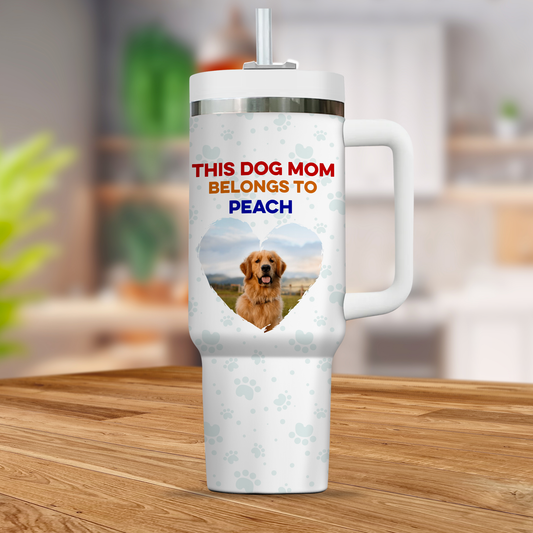 This Dog Mom Belong To Dog Pattern - Gift For Couple, Gift For Him, Gift For Her - Personalized Custom Tumbler