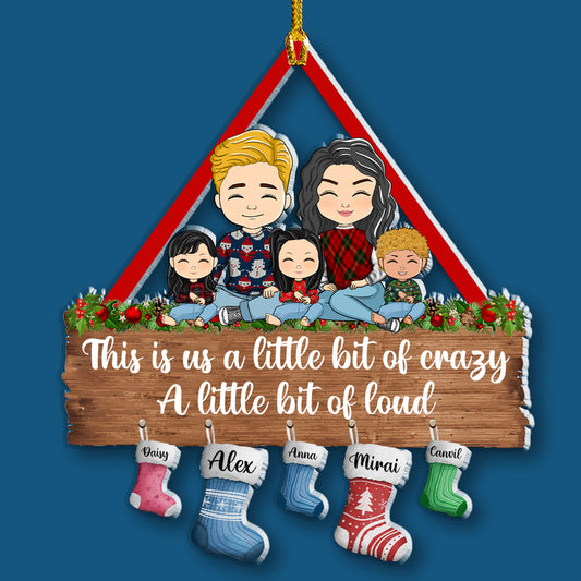 Family Together With Stock Hanging Christmas - Personalized Custom Shape Acrylic Ornament