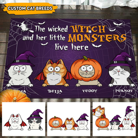 The Wicked Witch and Her Little Monsters Live Here - Personalized Doormat - Best Gift For Halloween