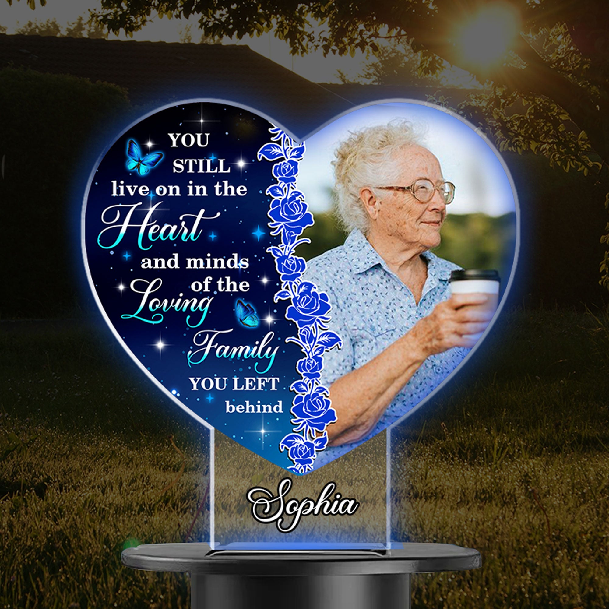 The Memory Becomes A Treasure - I Miss You - Personalized Photo Solar Light