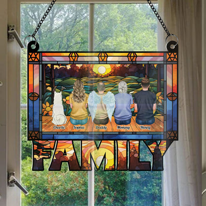 Our Family Hanging Acrylic - Hanging Door Acrylic - Personalized Custom Shape Window Hanging Acrylic