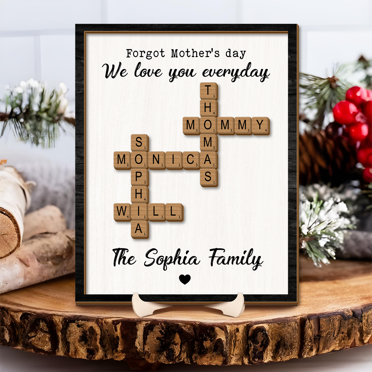 Personalized Family Name Sign, Crossword Scrabble Wooden Sign - Personalized Gift For Family