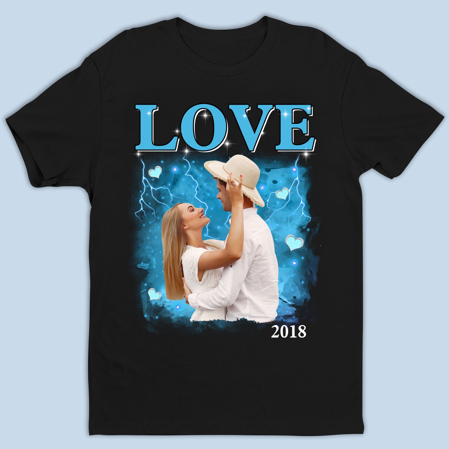 Benutzerdefiniertes Foto mit Herz Vintage Valentinstag Geschenkideen - Personalisiertes benutzerdefiniertes Unisex T-Shirt