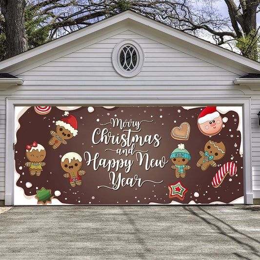 Cookie Christmas Garage Door Decorations, Single Garage, Garage Door Banner Covers - Garage Door Banner Decorations