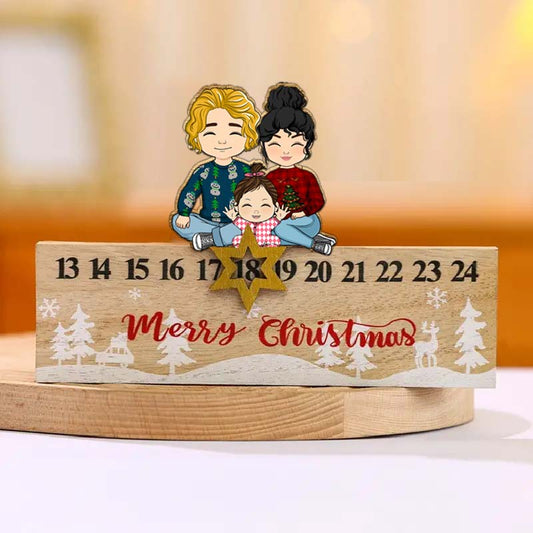 Wooden Family Calendar Countdown Christmas -  Christmas Tree Calendar