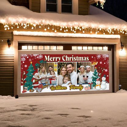 Merry Christmas Garage Banner - Custom Christmas Family Outdoor Banner - Christmas Outdoor Sign