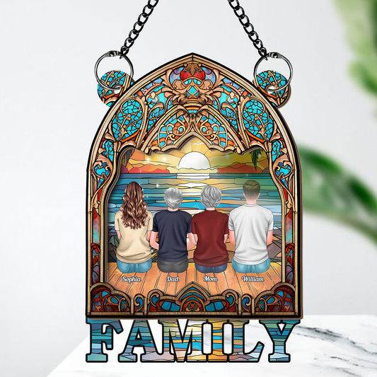 Our Family Suncatcher Hanging 2 Layered - Personalized Hanging Door Suncatcher