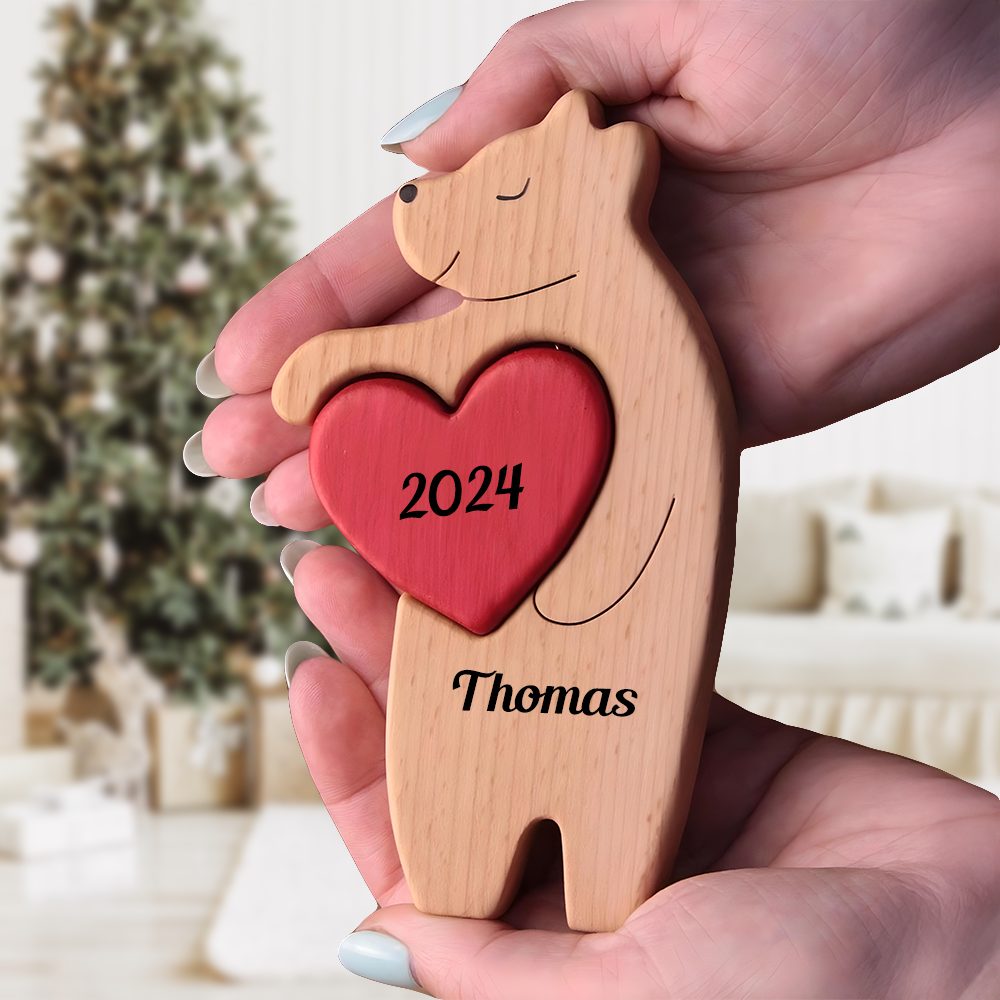 Only Wooden Bears Family, Bear Shaped Wood Puzzle with Custom Name - Gift for Mother's Day, Thanksgiving, Christmas