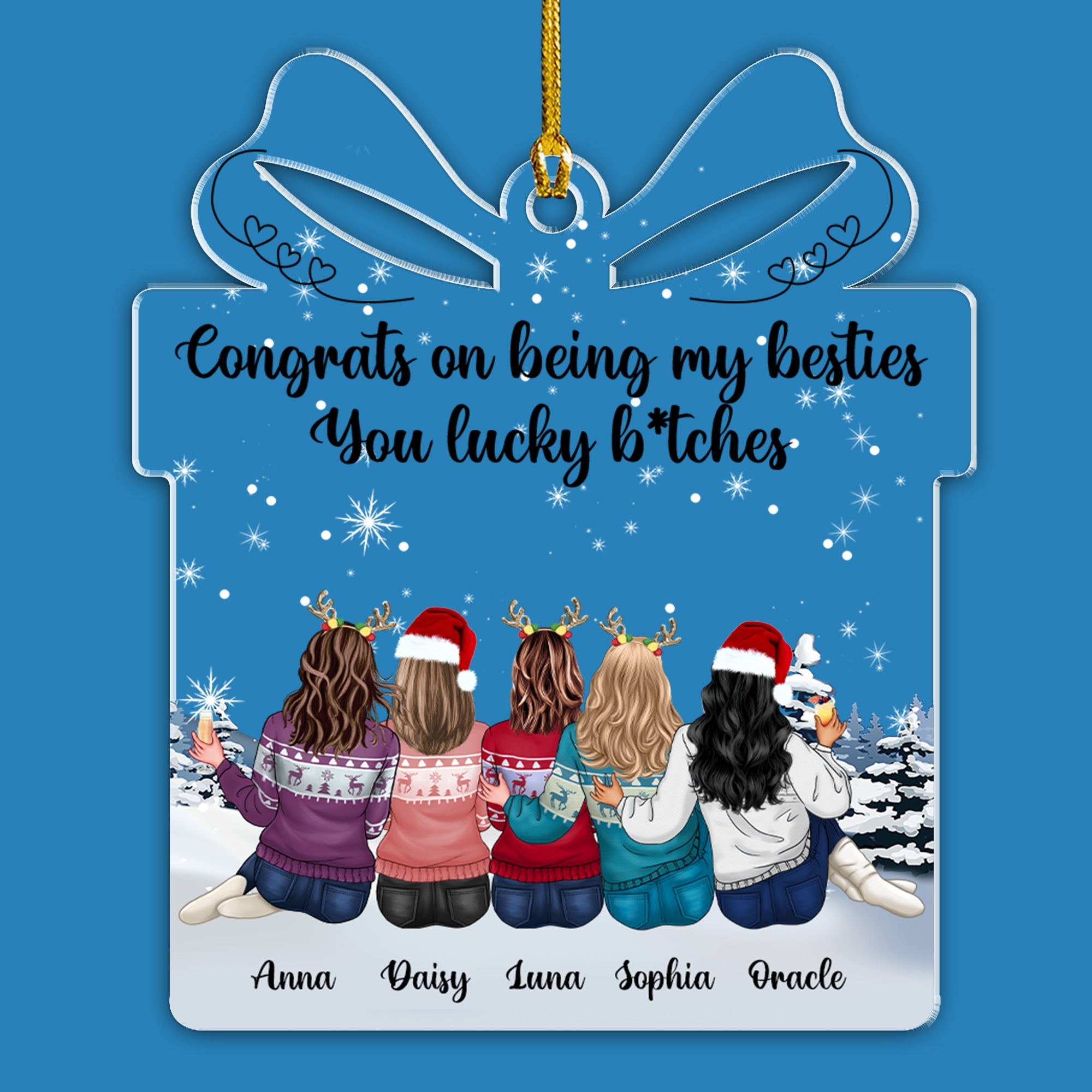 Congrats On Being Bestie Christmas Box - Personalized Custom Shape Acrylic Ornament