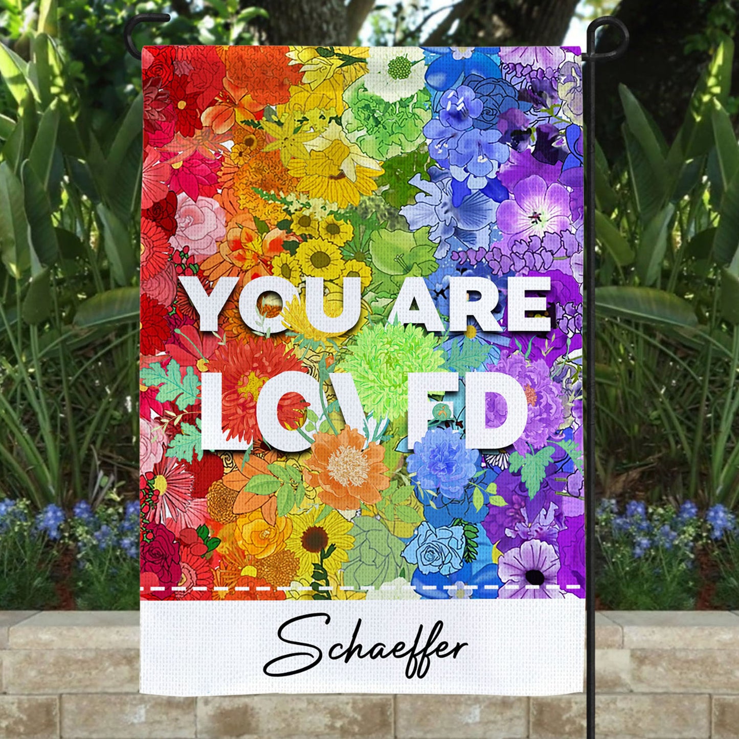 Personalized Floral Pride Flag Garden & House - LGBTQ+ Flag For Home - Beautiful Flower Pride Outdoor Garden Decor