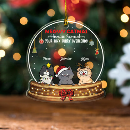 Meowy Catmas Human Servant - Gift For Cat Lovers, Christmas Gift - Personalized Custom Shape Acrylic Ornament