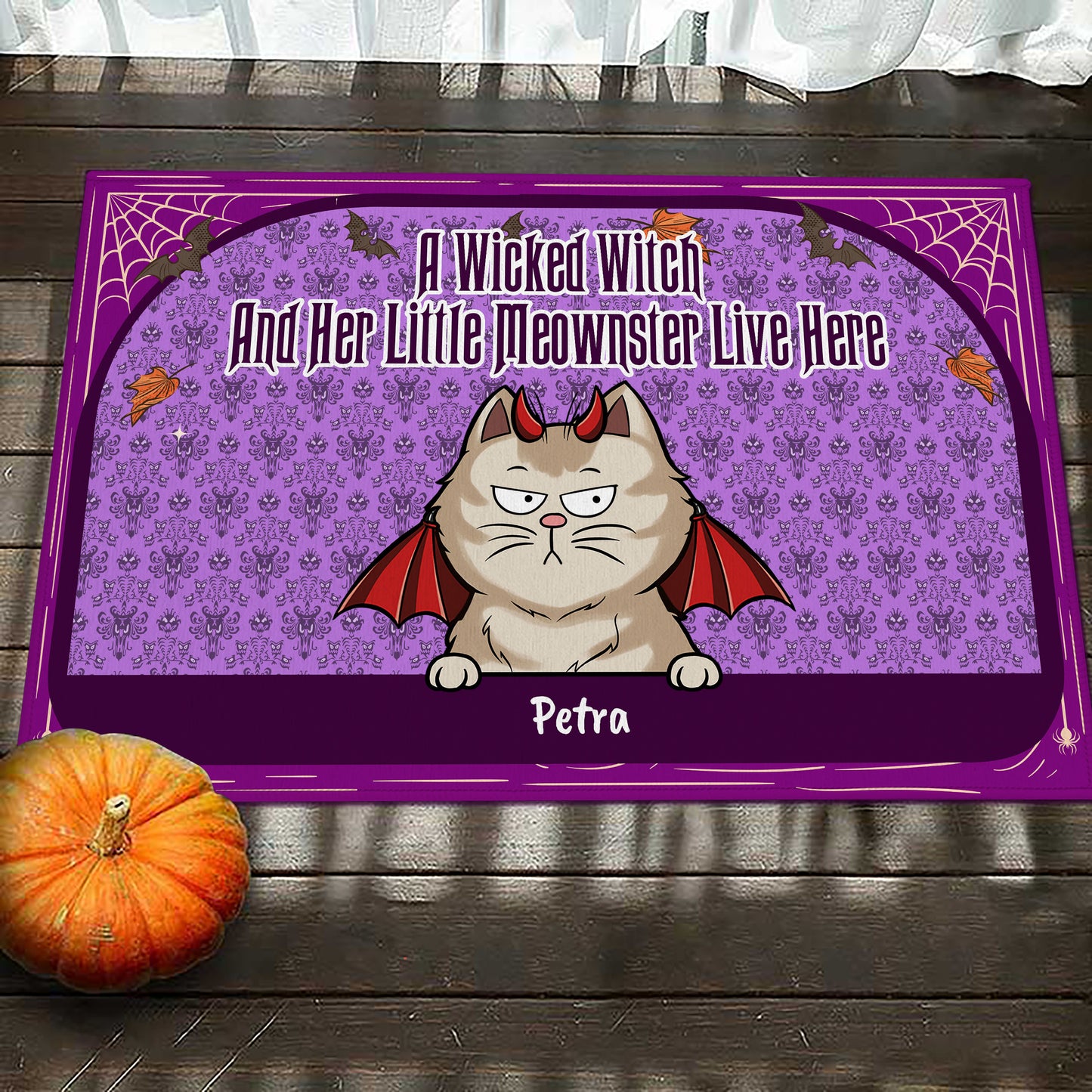 Vorsicht vor kleinen Meownstern - Halloween-Geschenk - Geschenk für Katzenliebhaber - personalisierte Fußmatte