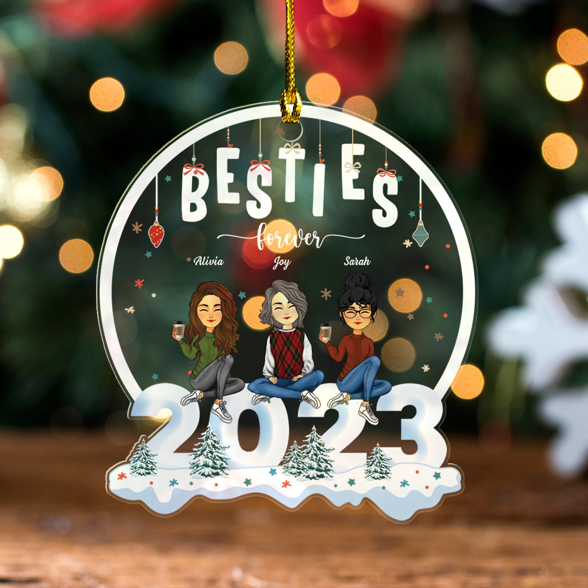 Besties Forever - Christmas Gift - Gift For BFF, Best Friends - Personalized Custom Shape Acrylic Ornament
