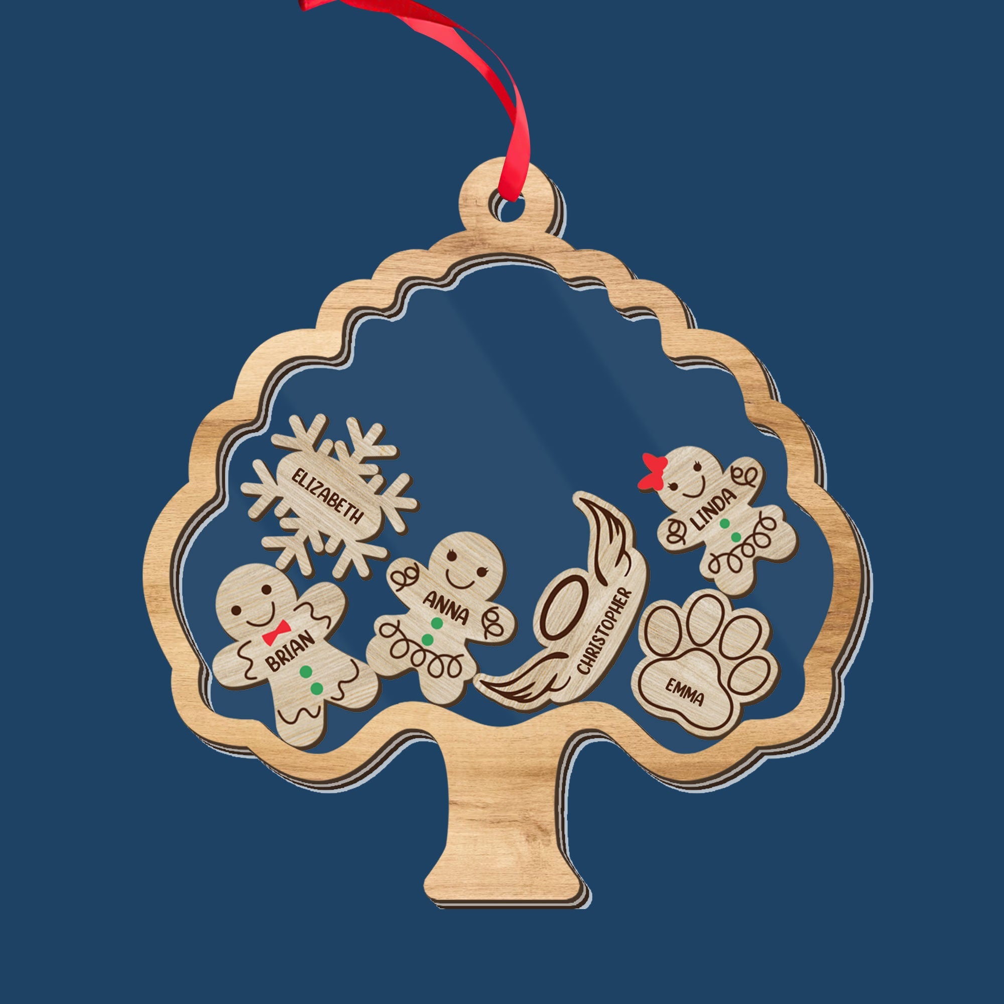 Life Tree 2023 With Heart Gingerbread And Snowflake Family Gift - Custom Shaker Ornament