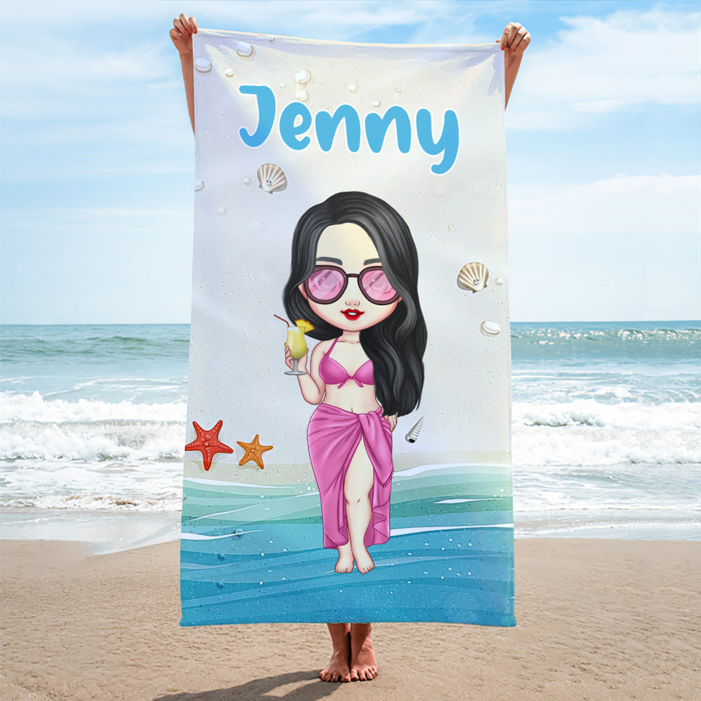 Personalisiertes Strandmädchen Sommer 2023 Strandtuch, Geschenk für Besties, Beste Freunde Geschenk