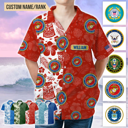 Customized Name Veteran Hawaiian Beach Shirt - US Veteran American Shirt, Veteran Gift - Tropical Hawaiian Shirt - Personalized Veteran Hawaii Shirt - Gift For Patriot