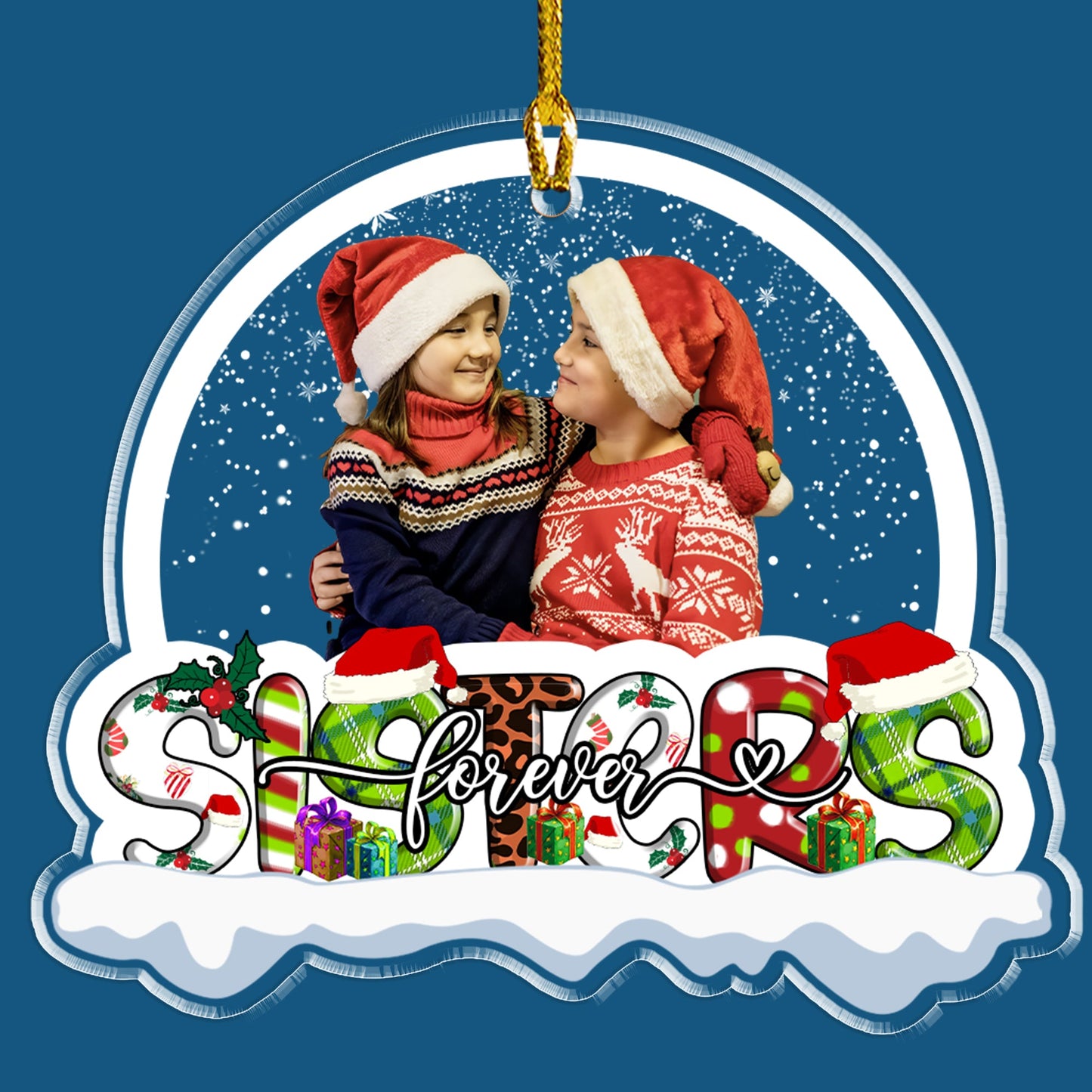 Personalisiertes Foto Schwester Freunde Besties Weihnachten Acrylornament - Personalisiertes Acrylornament in individueller Form 