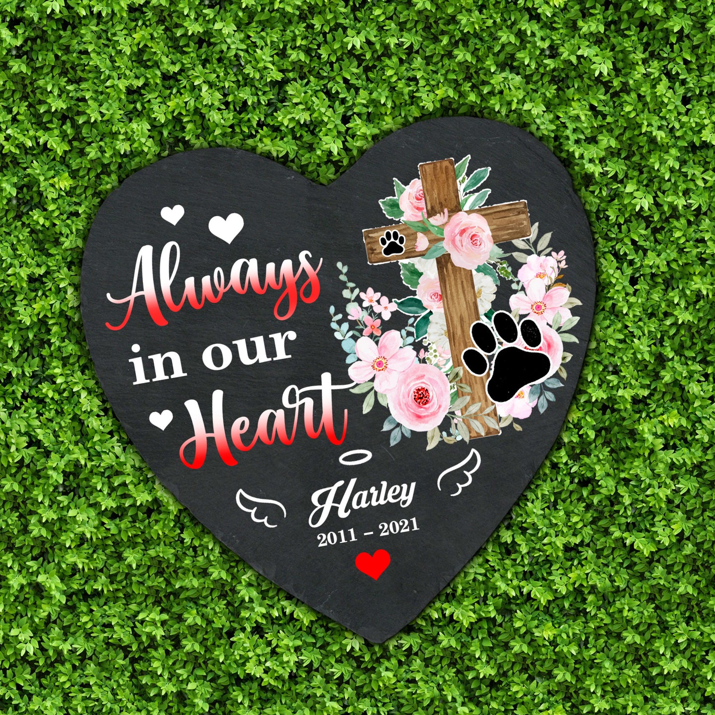 Personalized Pet Memorial Garden Stone - Personalized Pet Sympathy Gift - Gifts for Pet Memorial - Always in our Heart Memorial Garden Stone