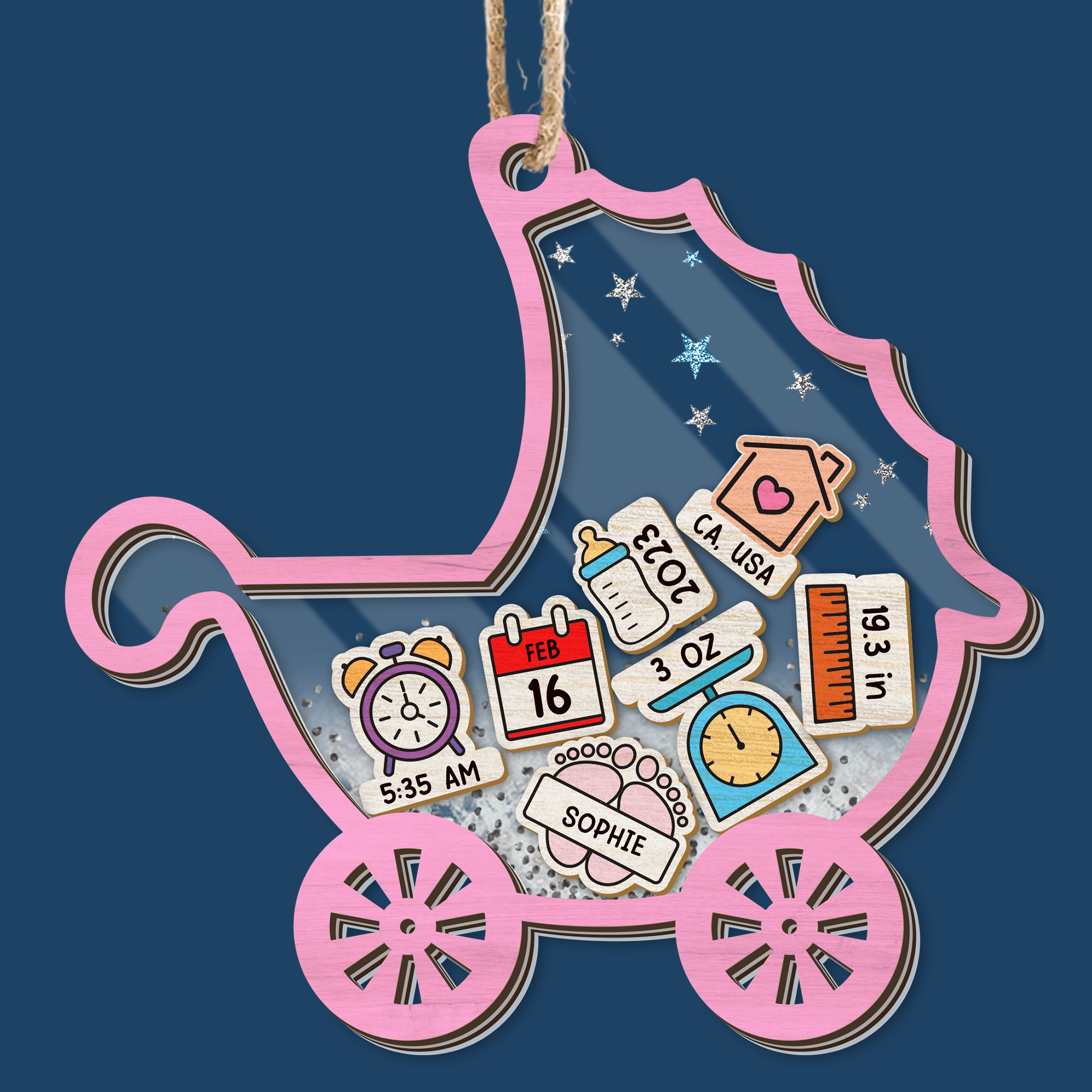 Baby Ornament Announcement Meaningful Memory Family Christmas Ornament - Custom Glitter Shaker Ornament