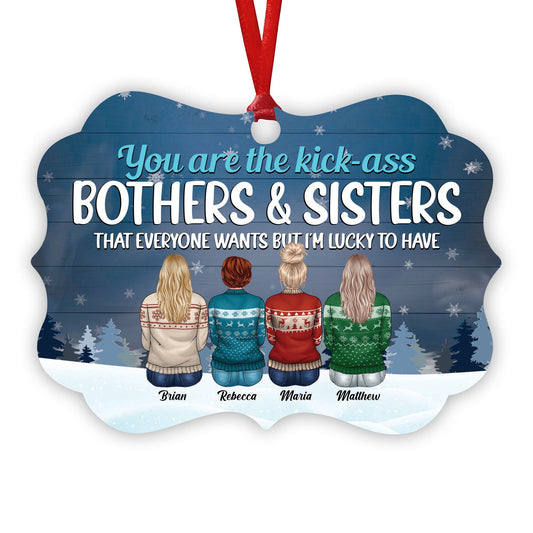 Life Is Better With Brothers & Sisters - Personalized Ornament - Ugly Christmas Sweater Sitting