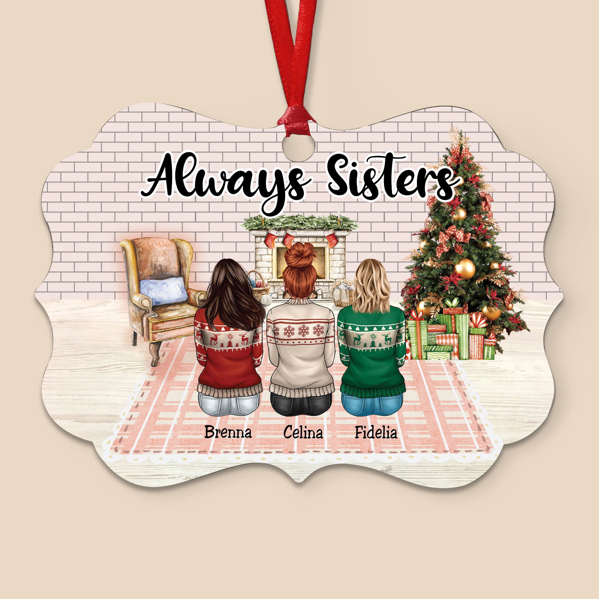 Always Sisters - Personalized Christmas Ornament