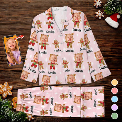 Set Pyjama Pain D'épices - Pyjama de Noël - Pyjama de Noël Personnalisé avec Photo