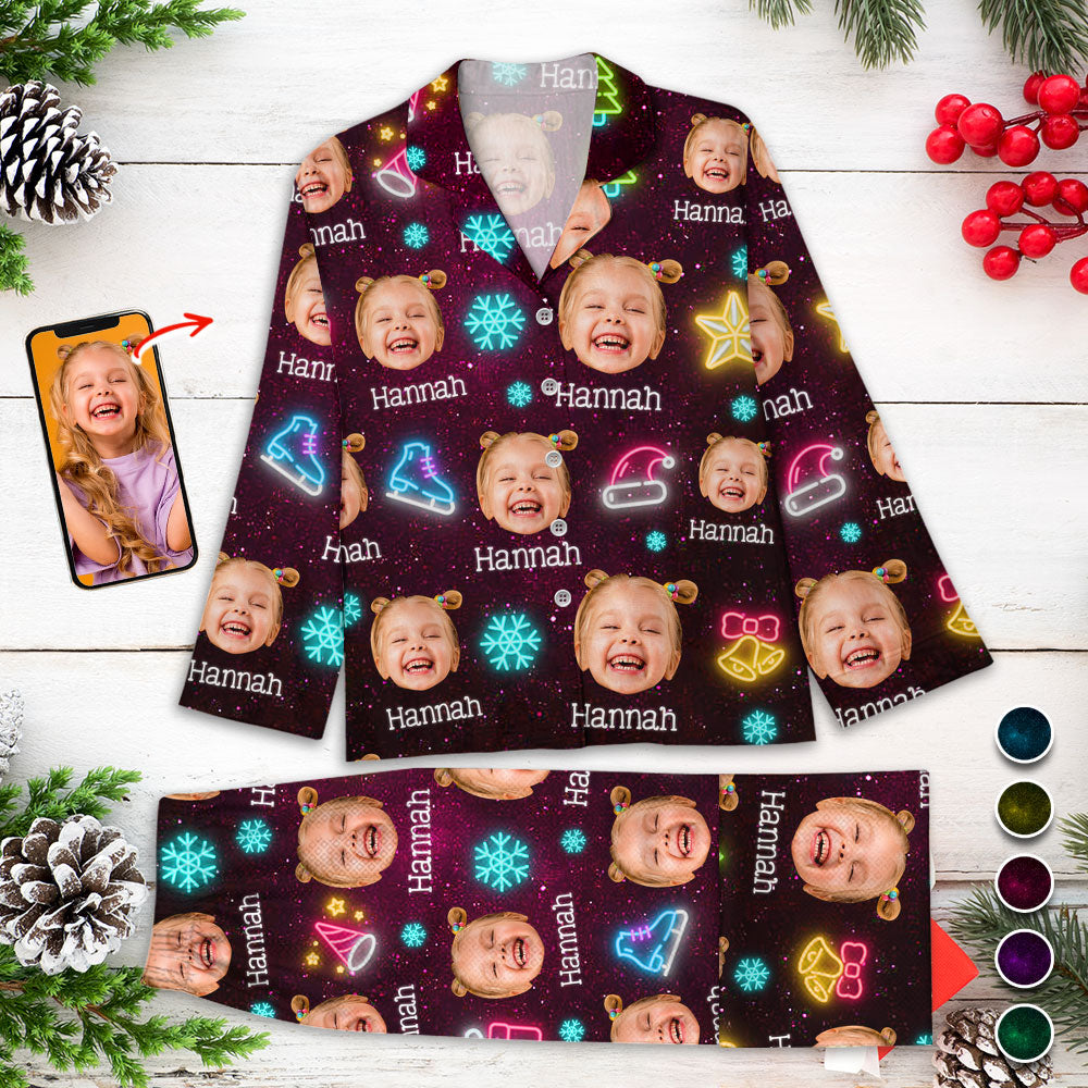 Custom Face Funny Light Up Christmas Pajamas Set - Personalized Photo Christmas Pajamas