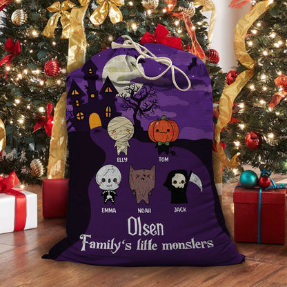 Family Little Monster Halloween Bag - Personalized Custom Trick or Treat Sack