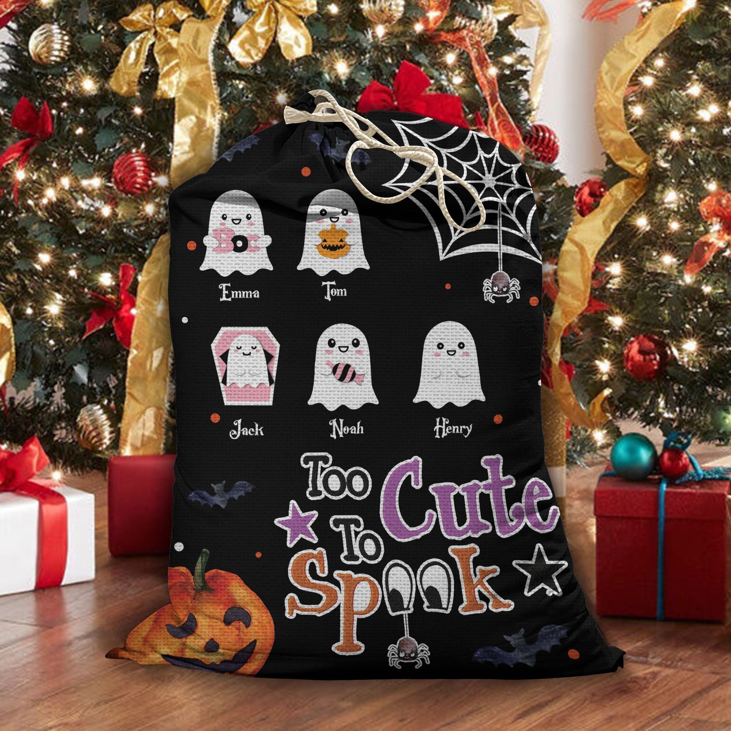 Too Cute To Spook Little Boos Halloween Bag - Personalized Custom Trick or Treat Sack