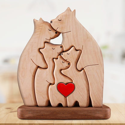 Non Custom Wooden Bears Family - Puzzle Wooden Bears Family - Wooden Pet Carvings