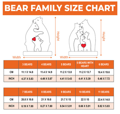 Personalized Wooden Bears Family Standard and Big Size - Puzzle Wooden Bears Family - Wooden Pet Carvings