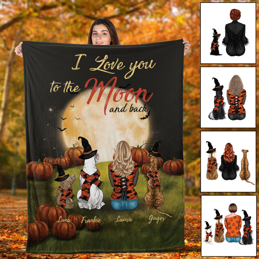 Halloween Hund - Ich liebe dich bis zum Mond und zurück 2 Hund - personalisierte Decke