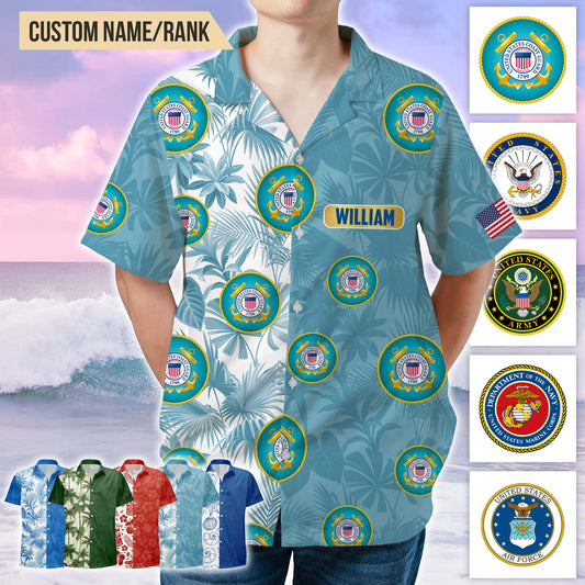 Personalisiertes Hawaii-Strandshirt mit Namen für Veteranen - US-Veteranen-Amerikanisches Shirt, Veteranengeschenk - Tropisches Hawaiihemd - Personalisiertes Veteranen-Hawaii-Shirt - Geschenk für Patrioten 