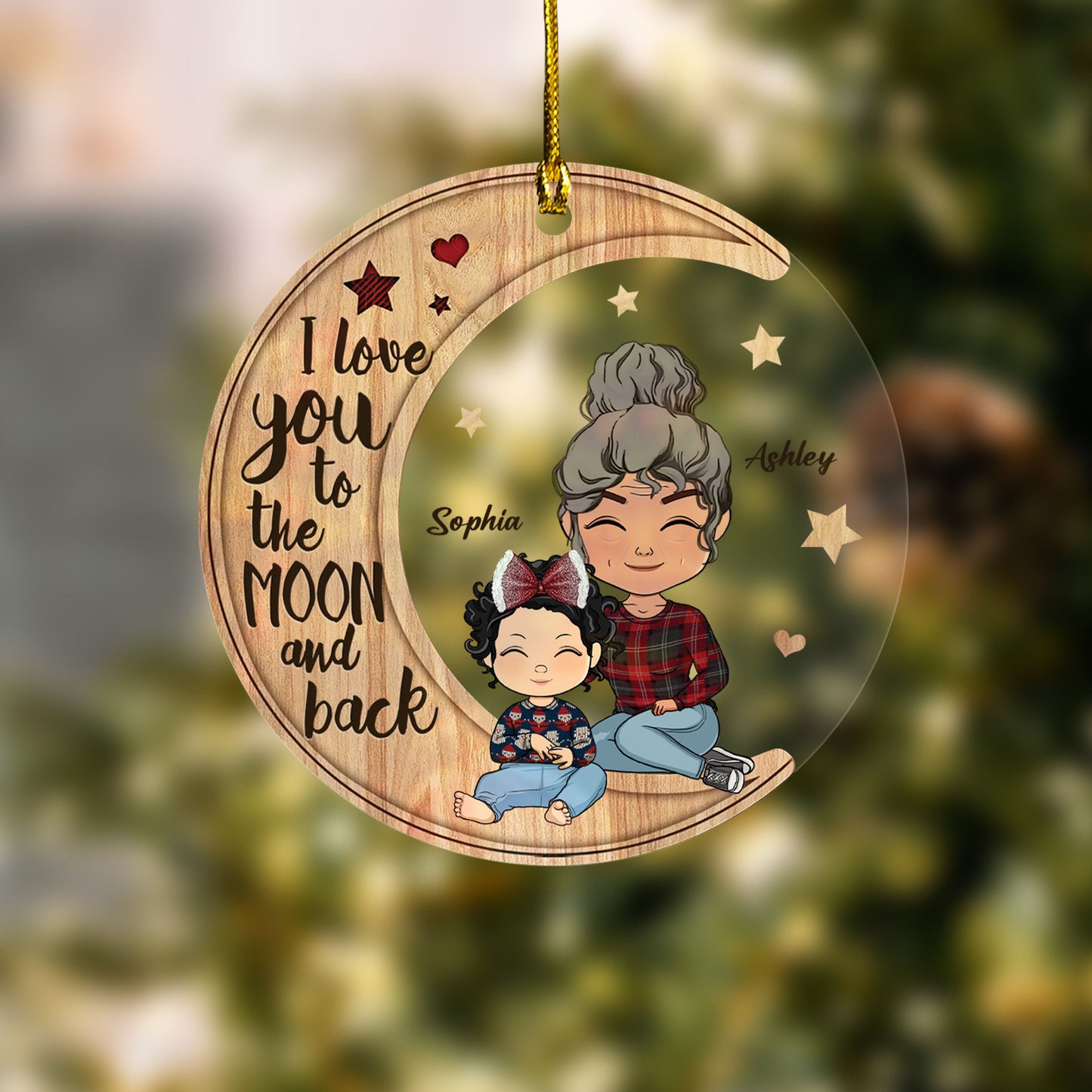 I Love You To The Moon And Back - Christmas Gift For Grandma - Personalized Circle Acrylic Ornament